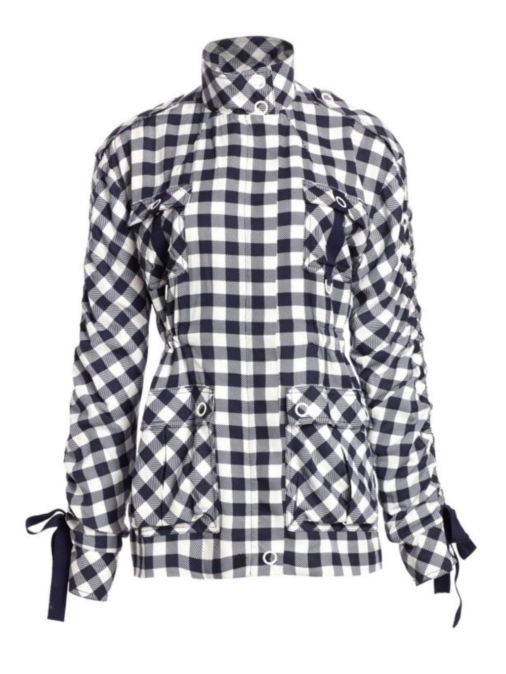 Jonathan Simkhai Midnight Gingham Utility Jacket M NWT $795 | Black, White, Navy